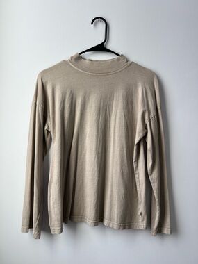 Brixton Women's Long Sleeve Mock Neck Tee in Beige